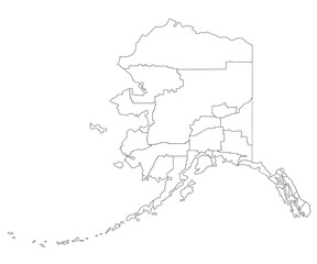 Fototapeta premium Alaska borough outline map with white background