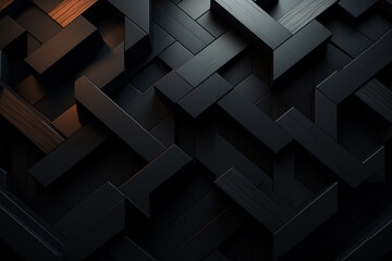 Generative AI of black geometric background.