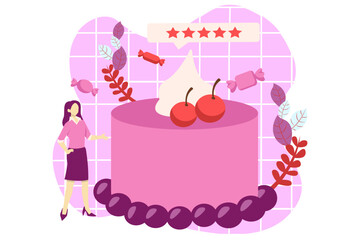 Cafe Dessert Flat Design Illustration