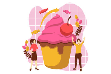 Cafe Dessert Flat Design Illustration