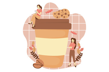 Cafe Drink Flat Design Illustration