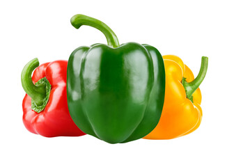 Fresh pepper vegetables, red, green and yellow, organic natural food isolated. PNG. - 788016996