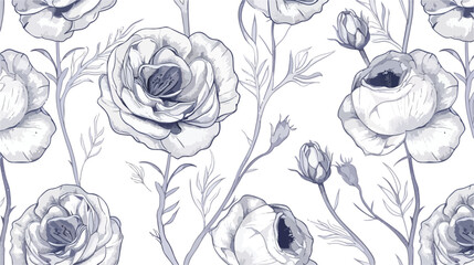Hand drawn vintage outline floral seamless pattern 