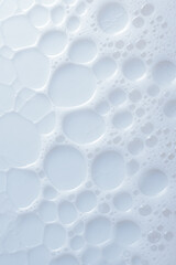 Pure white soap background with foam bubbles