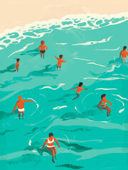 Obraz premium pattern with swiming children