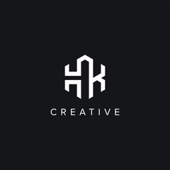 Alphabet Letters HK KH Creative Logo Initial Based Monogram Icon Vector Element.