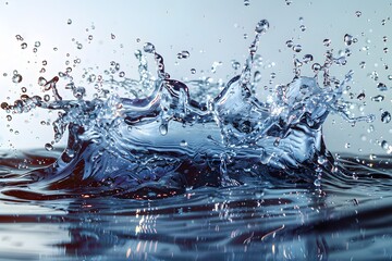 Water Splash on Body of Water. Generative AI - obrazy, fototapety, plakaty