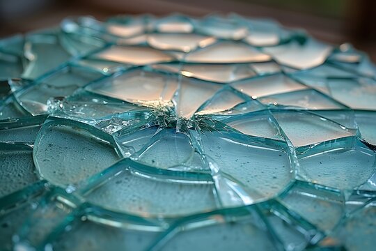 Close Up of a Broken Glass Plate. Generative AI