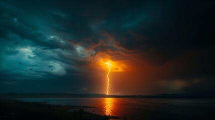 Extreme Weather: A photo capturing a lightning strike during a thunderstorm