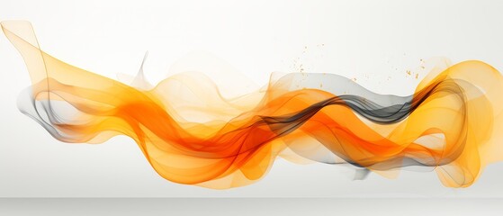 Minimalist abstract streaks in bright orange against a subdued gray backdrop - obrazy, fototapety, plakaty