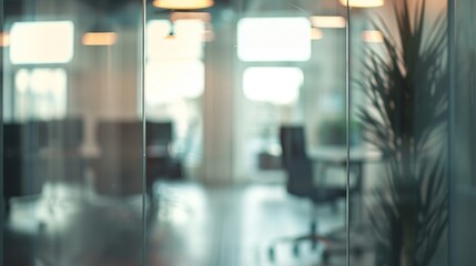 Beautiful inconspicuous office interior room. Blurry workspace with unfocused effect