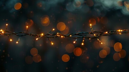 Lights Spark: A photo of a string of fairy lights, casting a warm and inviting glow - obrazy, fototapety, plakaty