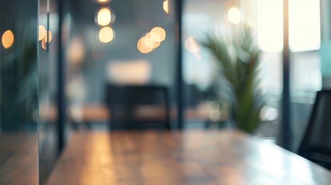 Beautiful inconspicuous office interior room. Blurry workspace with unfocused effect