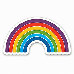 Rainbow, icon and sticker with white background, vinyl or digital art for LGBTQ color. Decoration, clipart and emoji, pride illustration or graphic for creativity and artistic template with abstract