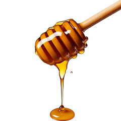 Honey dripping isolated on a white background, bee products by organic natural ingredients concept