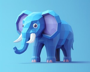 Elephant 3d, cartoon, flat design