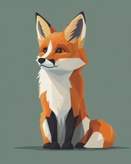 Obraz premium Fox 3d, cartoon, flat design