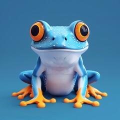 Frog 3d, cartoon, flat design
