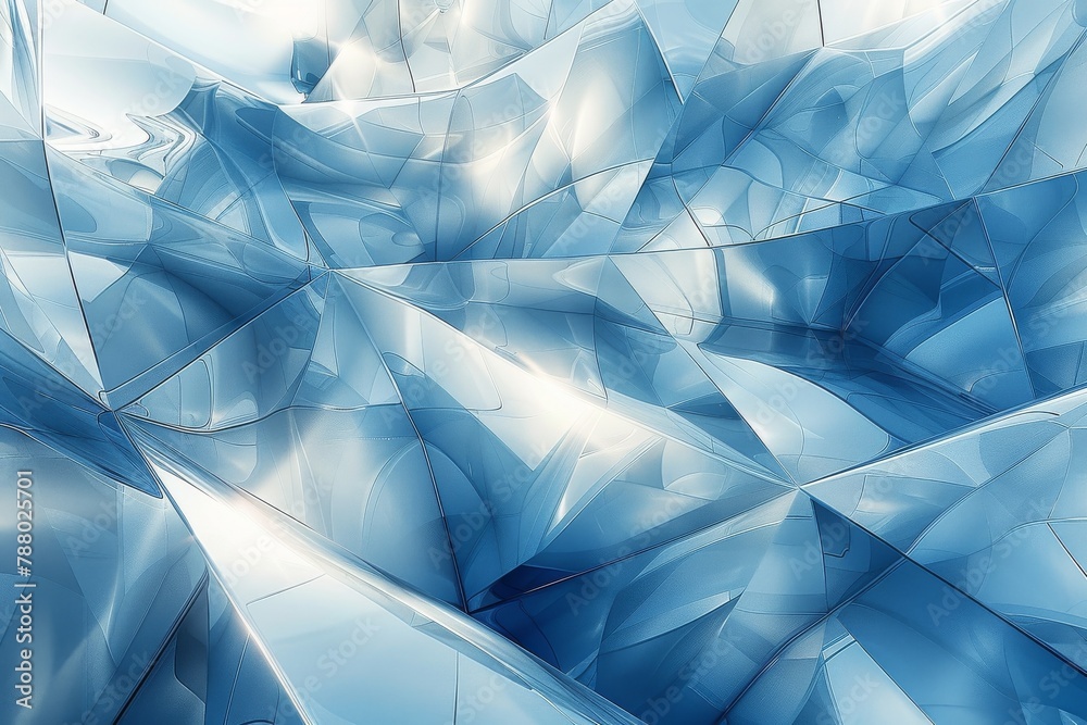 Poster the image captures dynamic wavy lines and abstract patterns in varying shades of blue evoking a sens