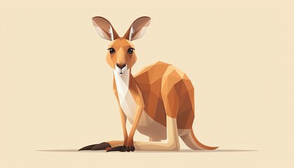Kangaroo 3d, cartoon, flat design