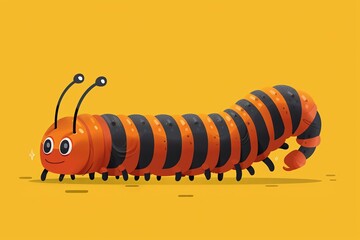 Naklejka premium Millipede 3d, cartoon, flat design
