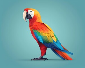 Fototapeta premium Parrot 3d, cartoon, flat design