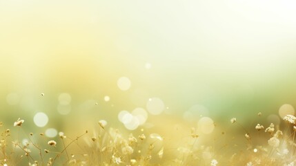 Sunny Meadow, Soft Focus, Golden Light Bokeh, Peaceful Nature Background with Copy Space