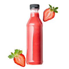 strawberry smoothies bottle isolated on transparency background PNG