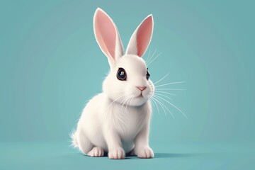 Rabbit 3d, cartoon, flat design