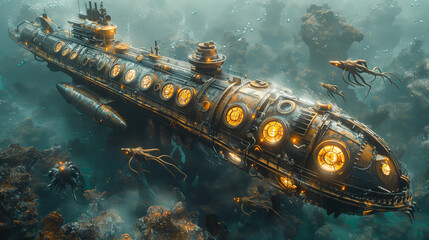 creative design of submarine in underwater - 788027507