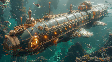creative design of submarine in underwater - 788027511
