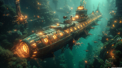 creative design of submarine in underwater - 788027515