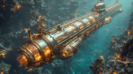 creative design of submarine in underwater