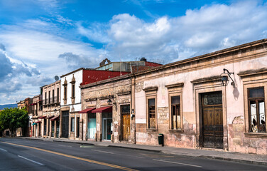Traditional architecture of the historic center of Morelia in Michoacan, Mexico
