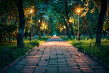 Obraz premium Evening walk in the park