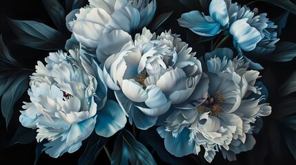 Elegant and Stunning White and Blue Peonies