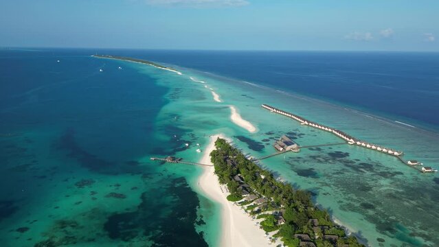 Luxury resort near the Dhigurah island in the Maldives in the south Ari Atoll