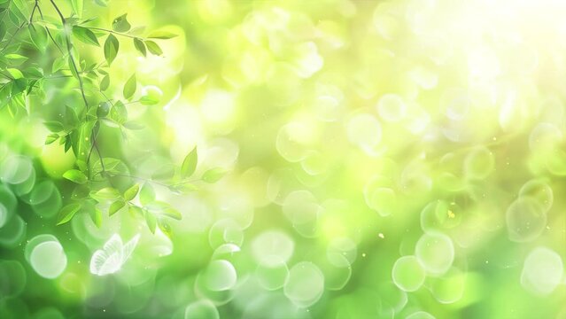 beautiful summer or spring light green blur background glowing blurred. seamless looping overlay 4k virtual video animation background
