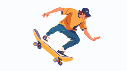Modern male skateboarder riding skateboard. Young guy