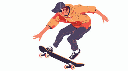 Modern male skateboarder riding skateboard. Young guy
