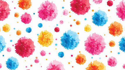 Modern seamless pattern with colorful pom poms - obrazy, fototapety, plakaty