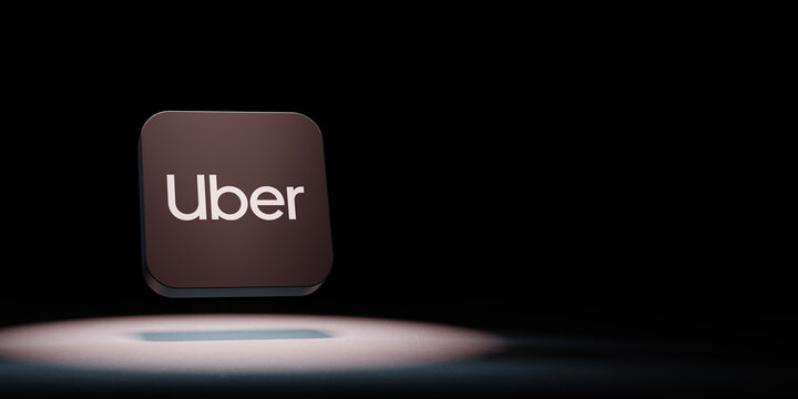 Uber App Icon Spotlighted on Black Background