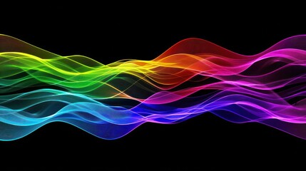 modern colorful wave lines. Wave Shape with black background.