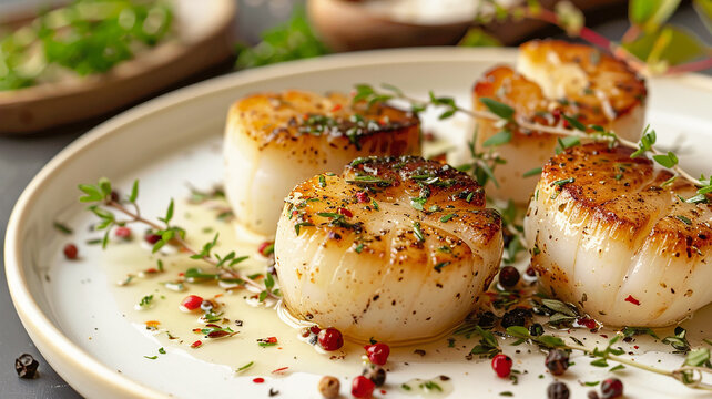 luxury plate of seared scallops