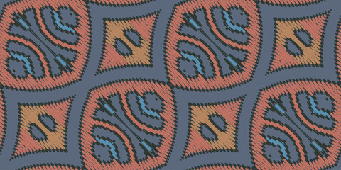 ikat Abstract Ethnic art. Seamless pattern in tribal, folk embroidery, and Mexican style. Aztec geometric art ornament print.Design for carpet, cover.wallpaper, wrapping, fabric, clothing