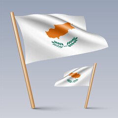 Vector illustration of two 3D-style flag icons of Cyprus isolated on light background. Created using gradient meshes, EPS 10 vector design elements from world collection
