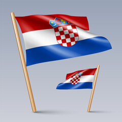 Vector illustration of two 3D-style flag icons of Croatia isolated on light background. Created using gradient meshes, EPS 10 vector design elements from world collection