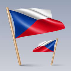 Vector illustration of two 3D-style flag icons of Czech Republic isolated on light background. Created using gradient meshes, EPS 10 vector design elements from world collection
