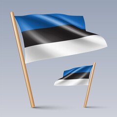 Vector illustration of two 3D-style flag icons of Estonia isolated on light background. Created using gradient meshes, EPS 10 vector design elements from world collection