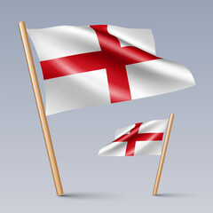 Vector illustration of two 3D-style flag icons of England (UK) isolated on light background. Created using gradient meshes, EPS 10 vector design elements from world collection